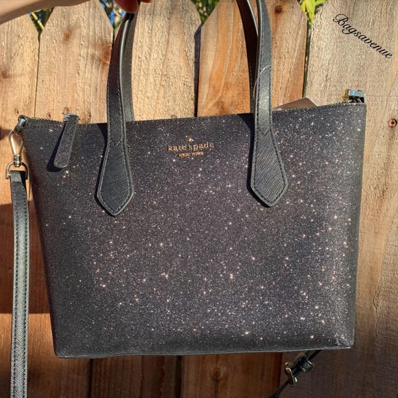 kate spade Handbags - Kate spade NWT joeley glitter small black satchel